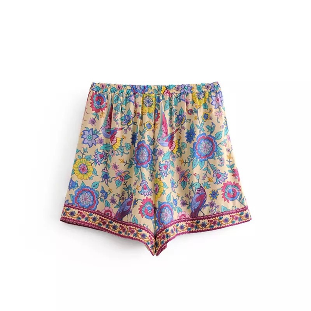 Gypsy Lovebird Boho Cotton Drawstring Shorts - Picture 5 of 7
